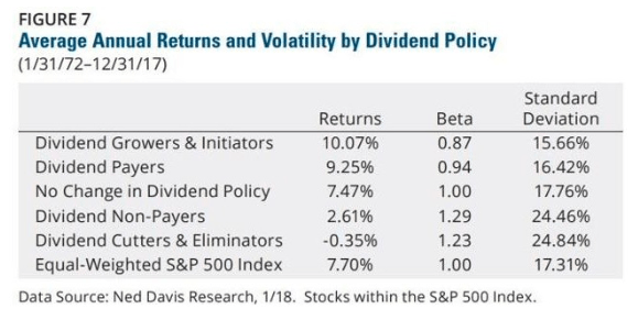 average annual returns dividend policy volatility