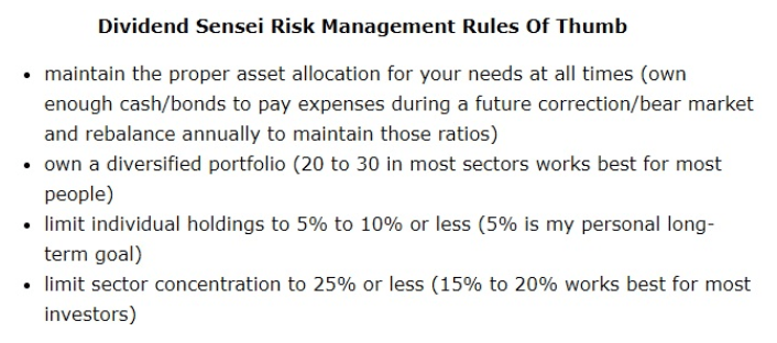 dividend sensei risk management rules of thumb