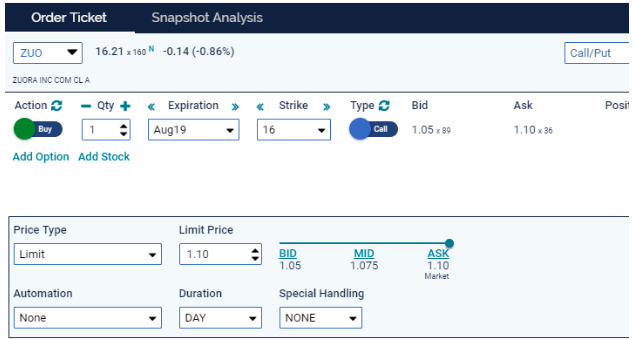 snapshot analysis zuo order ticket 